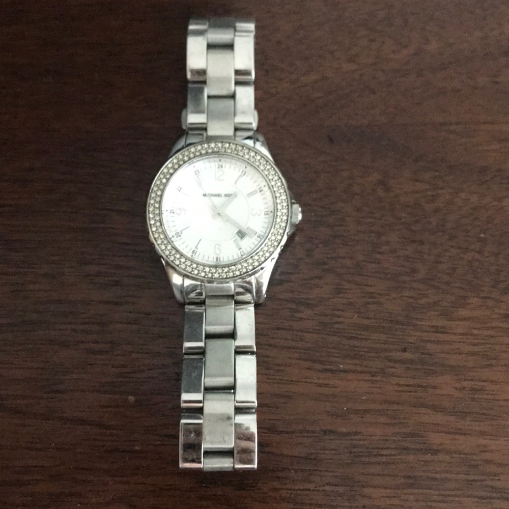 Silver Michael Kors watch with stud detailing